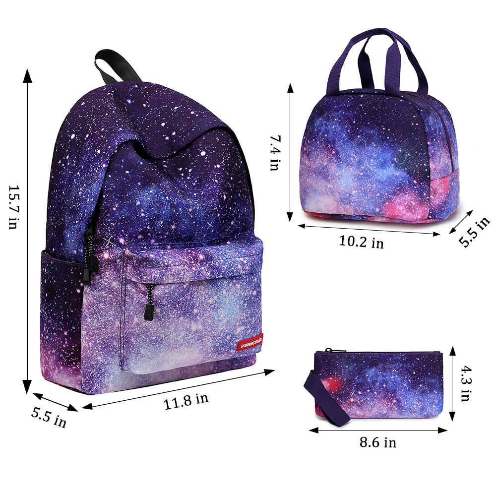 Three-Piece Set 2021 Starry Sky Backpack Student Schoolbag Female Lunch Bag Backpack Amazon Three-Piece Set 2021 Starry Sky Backpack Student Schoolbag Female Lunch Bag Backpack Amazon