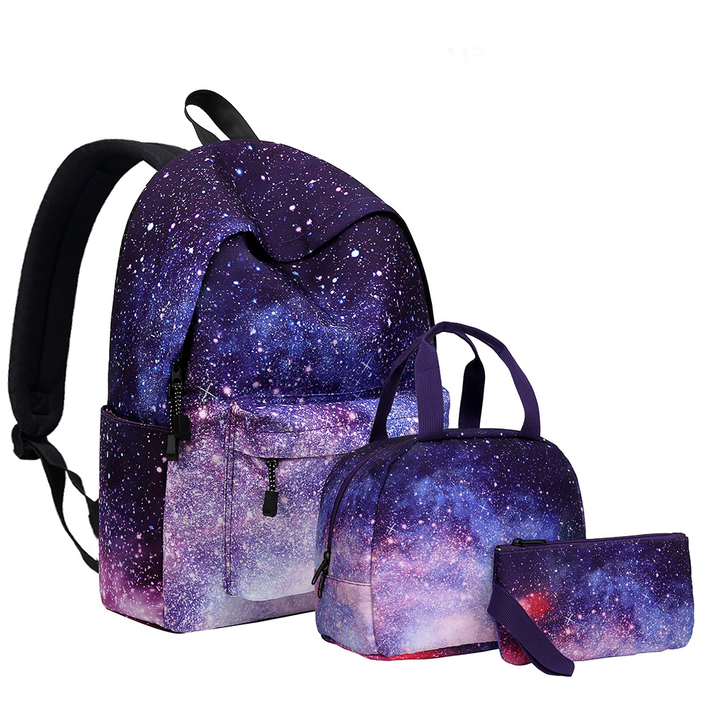 Three-Piece Set 2021 Starry Sky Backpack Student Schoolbag Female Lunch Bag Backpack Amazon Three-Piece Set 2021 Starry Sky Backpack Student Schoolbag Female Lunch Bag Backpack Amazon