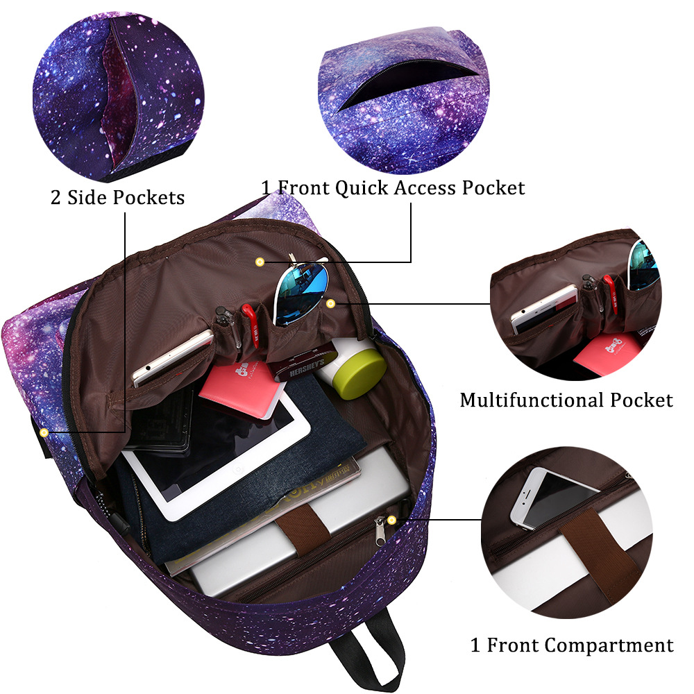 Three-Piece Set 2021 Starry Sky Backpack Student Schoolbag Female Lunch Bag Backpack Amazon Three-Piece Set 2021 Starry Sky Backpack Student Schoolbag Female Lunch Bag Backpack Amazon