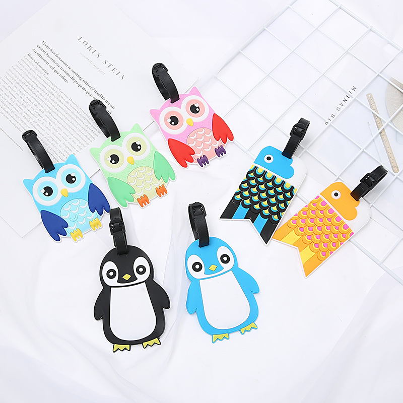 Wish New Creative Cartoon Animal Penguin Luggage Tag Customized Schoolbag Cool Tag Identification Tag Factory Wholesale