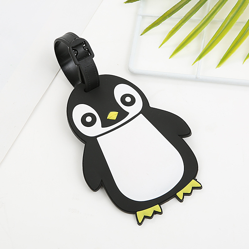 Wish New Creative Cartoon Animal Penguin Luggage Tag Customized Schoolbag Cool Tag Identification Tag Factory Wholesale