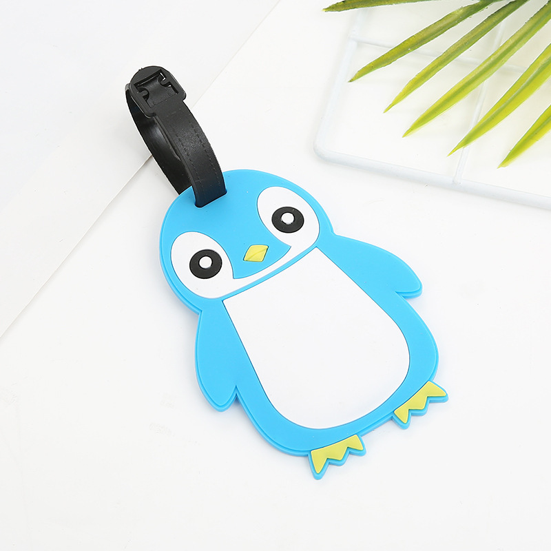 Wish New Creative Cartoon Animal Penguin Luggage Tag Customized Schoolbag Cool Tag Identification Tag Factory Wholesale