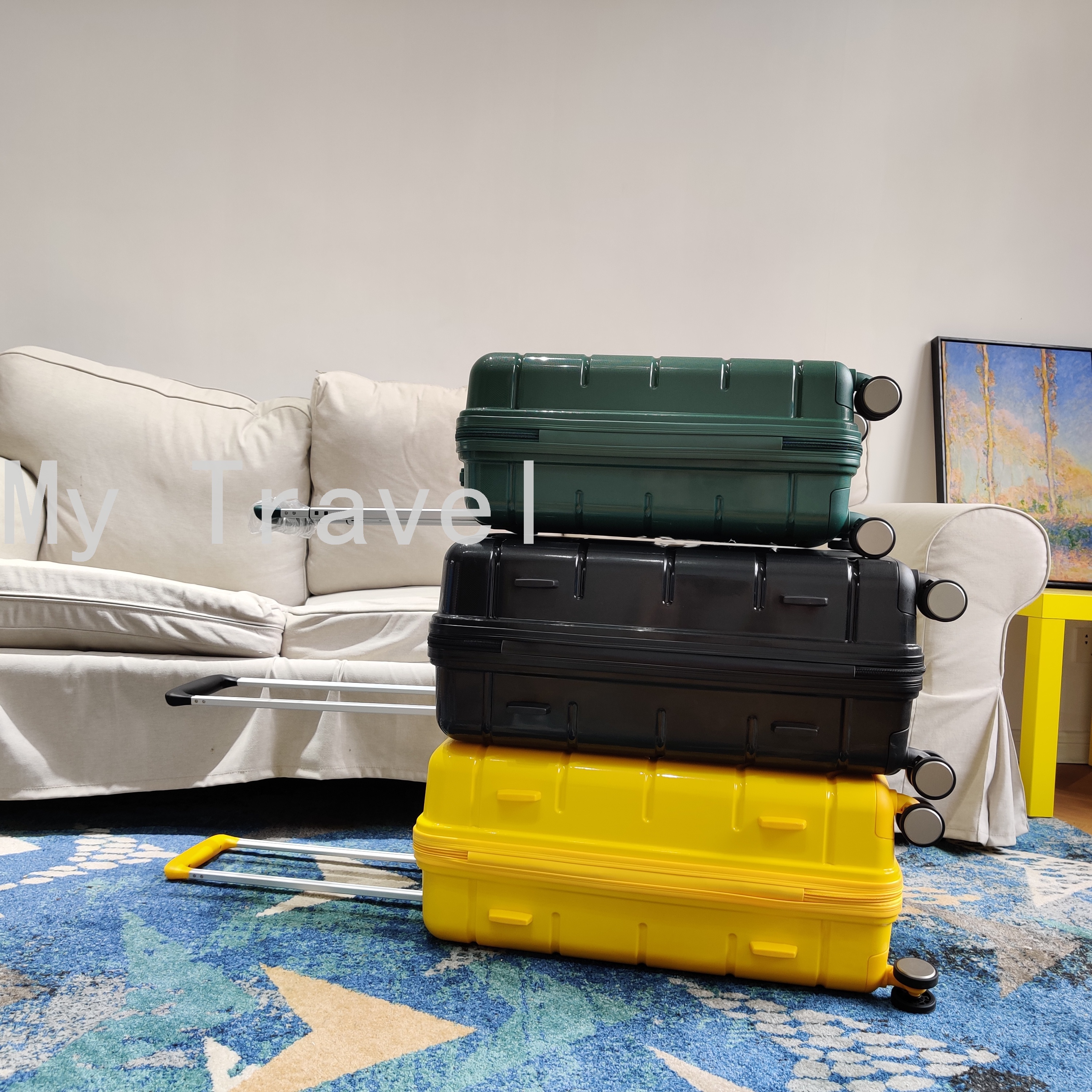 Luggage Password Suitcase Luggage Pp Material Zipper Three-Piece Trolley Case