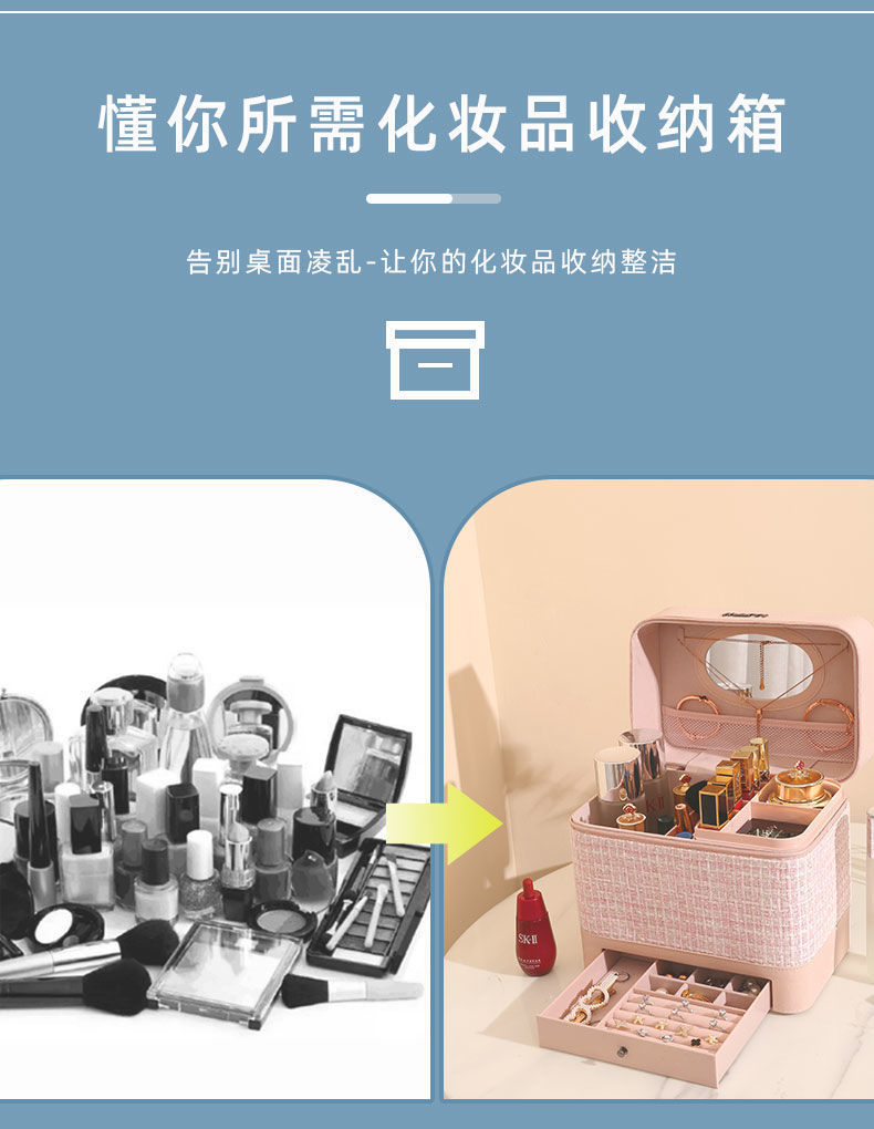 Manufacturer Cosmetic Bag Women's Large Capacity 2021 New Cosmetic Case Storage Box Portable Oversized Ins Style Suitcase