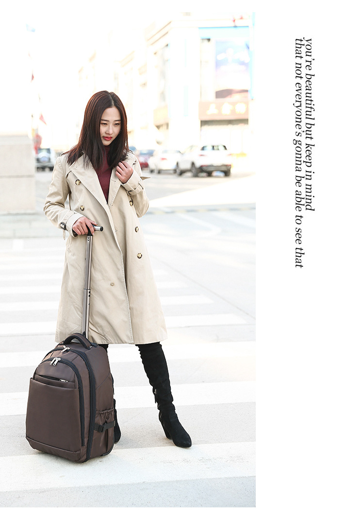 Backpack Solid Color Oxford Cloth Boarding Travel Bag Trolley Luggage 20-Inch Business Computer Backpack Suitcase