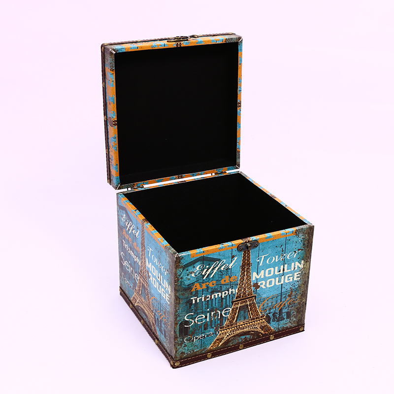 European-Style Retro Suitcase Storage Box Wooden Box Vintage Travel Props Leather Suitcase Distressed Creative Ornaments