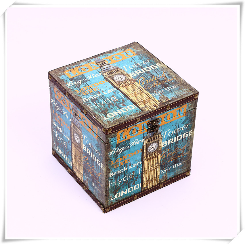 European-Style Retro Suitcase Storage Box Wooden Box Vintage Travel Props Leather Suitcase Distressed Creative Ornaments