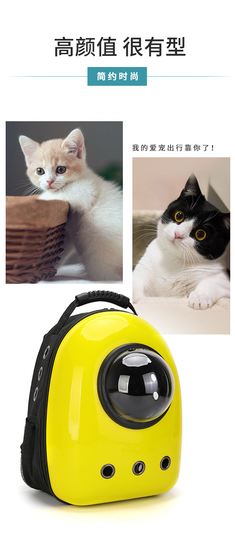 Pet Bag Outdoor Portable Backpack Space Capsule Pet Breathable Crossbody Fully Transparent Cat Carrying Suitcase Schoolbag