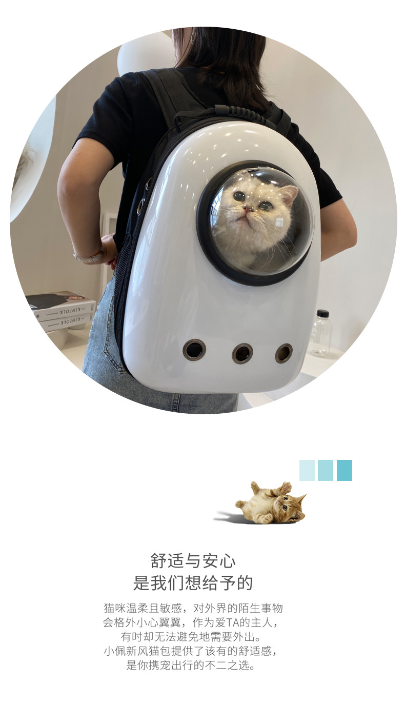 Pet Bag Outdoor Portable Backpack Space Capsule Pet Breathable Crossbody Fully Transparent Cat Carrying Suitcase Schoolbag