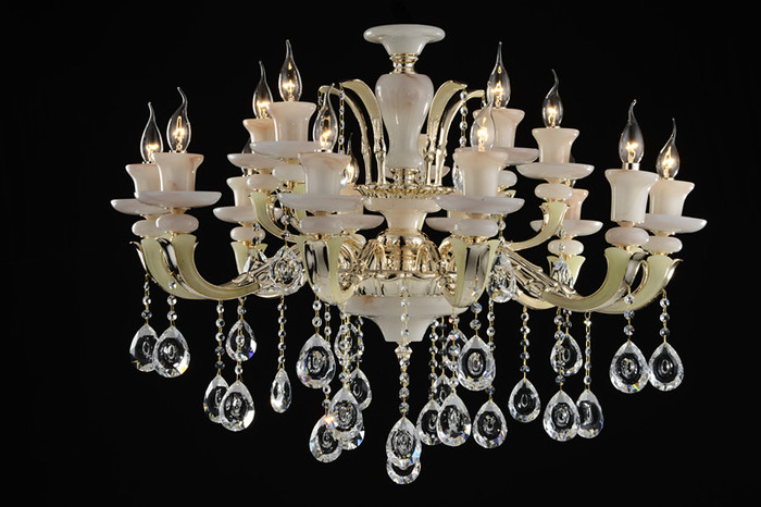 Zinc alloy crystal chandelier living room luxury stone villas duplex floor lamp Zinc alloy crystal chandelier living room luxury stone villas duplex floor lamp