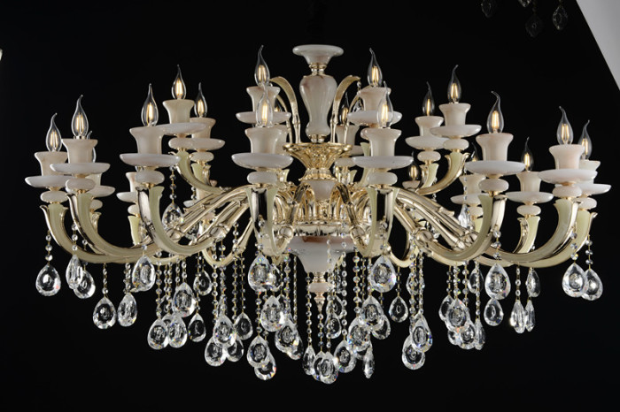 Zinc alloy crystal chandelier living room luxury stone villas duplex floor lamp Zinc alloy crystal chandelier living room luxury stone villas duplex floor lamp