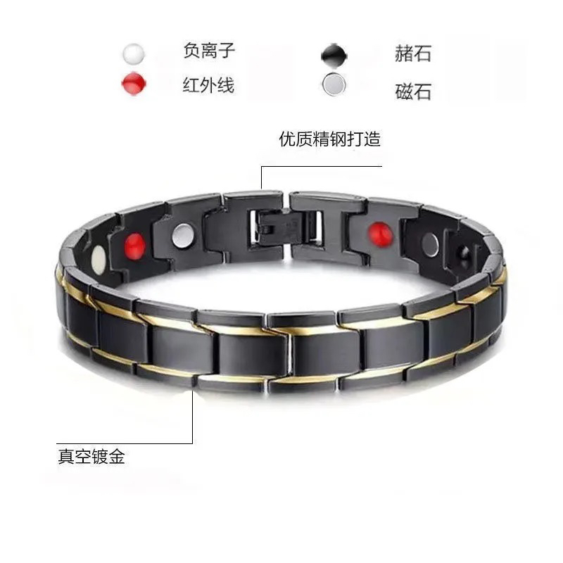 Alloy Stainless Steel Titanium Steel Magnet Germanium Stone Energy Bracelet Fashion Health Bracelet Factory Direct Sales Wholesale and Retail Alloy Stainless Steel Titanium Steel Magnet Germanium Stone Energy Bracelet Fashion Health Bracelet Factory Direct Sales Wholesale and Retail