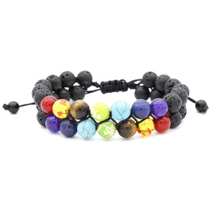 2020 Cross-Border Seven-Pulse Wheel Alloy Ornament Volcanic Rock Aromatherapy Beaded Bracelet Stone Yoga Bracelet 2020 Cross-Border Seven-Pulse Wheel Alloy Ornament Volcanic Rock Aromatherapy Beaded Bracelet Stone Yoga Bracelet