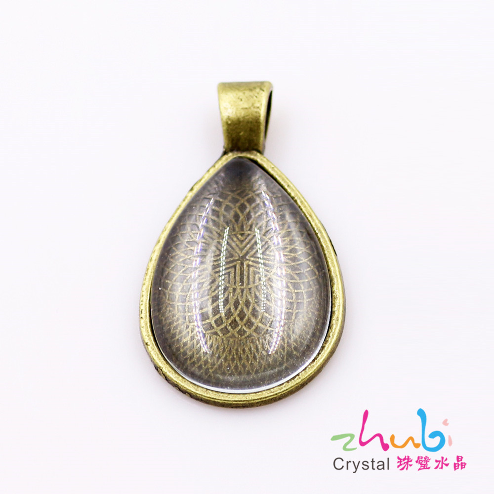 DIY Vintage Alloy Decoration Accessories Pendant 17 * 25mm Water Drop Time Stone Base Support + Glass Patch Wholesale