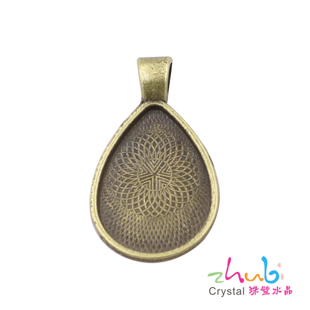 DIY Vintage Alloy Decoration Accessories Pendant 17 * 25mm Water Drop Time Stone Base Support + Glass Patch Wholesale
