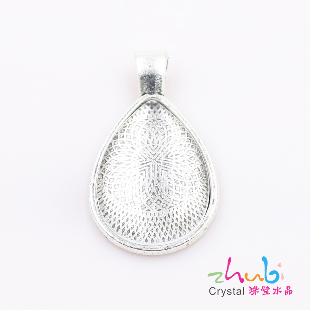 DIY Vintage Alloy Decoration Accessories Pendant 17 * 25mm Water Drop Time Stone Base Support + Glass Patch Wholesale