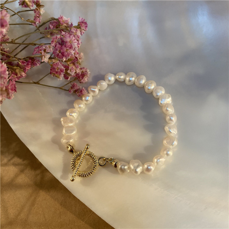 French Style Retro Baroque Shaped Freshwater Short Pearl Necklace Necklace Necklace Bracelet OT Buckle Choker Fine Collar