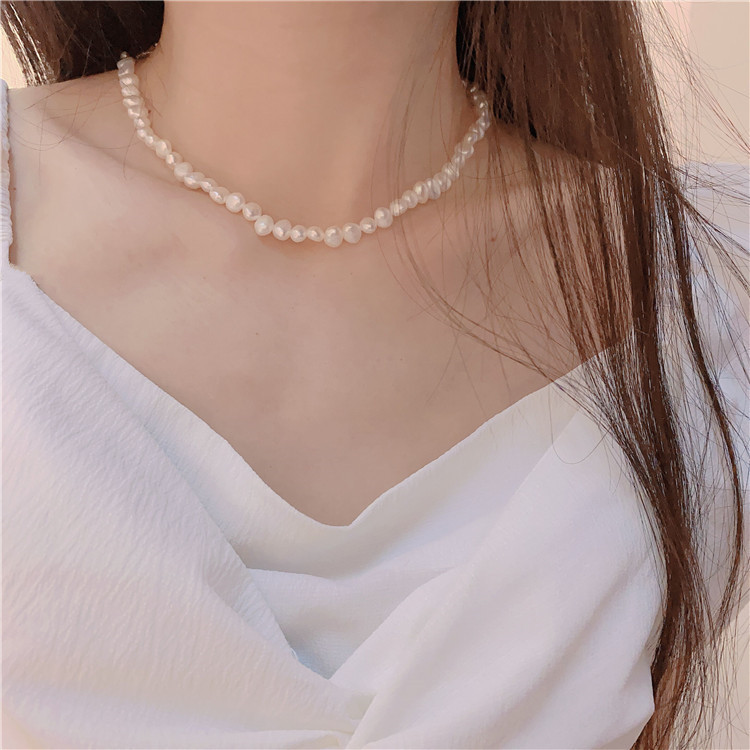 French Style Retro Baroque Shaped Freshwater Short Pearl Necklace Necklace Necklace Bracelet OT Buckle Choker Fine Collar