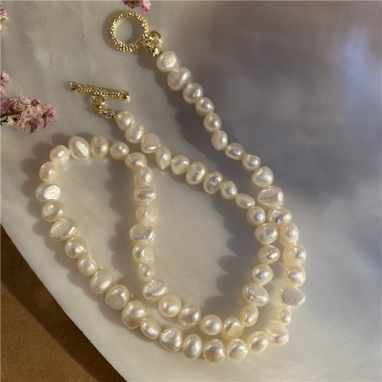 French Style Retro Baroque Shaped Freshwater Short Pearl Necklace Necklace Necklace Bracelet OT Buckle Choker Fine Collar