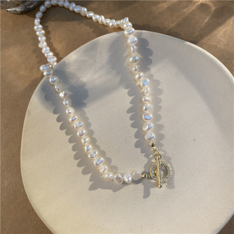 French Style Retro Baroque Shaped Freshwater Short Pearl Necklace Necklace Necklace Bracelet OT Buckle Choker Fine Collar