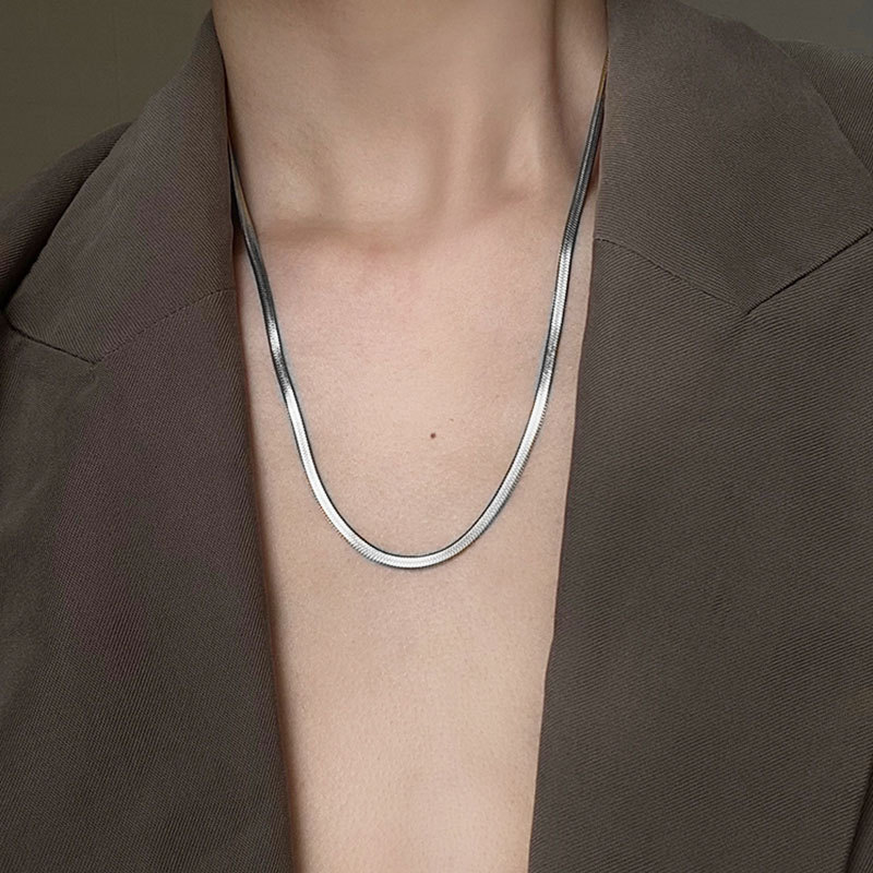 Titanium Steel Gold Plated Internet Celebrity Choker Flat Snake Bones Chain Choker Gold Necklace Ins Necklace Blade Chain Simple Clavicle Chain Titanium Steel Gold Plated Internet Celebrity Choker Flat Snake Bones Chain Choker Gold Necklace Ins Necklace Blade Chain Simple Clavicle Chain