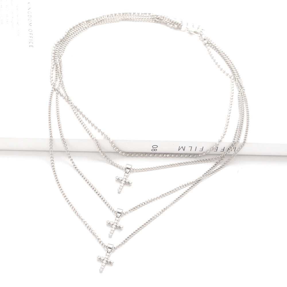 European and American Jewelry All-Match Fashion Multi-Layer Cross Necklace Popular All-Matching Harajuku Choker Necklace