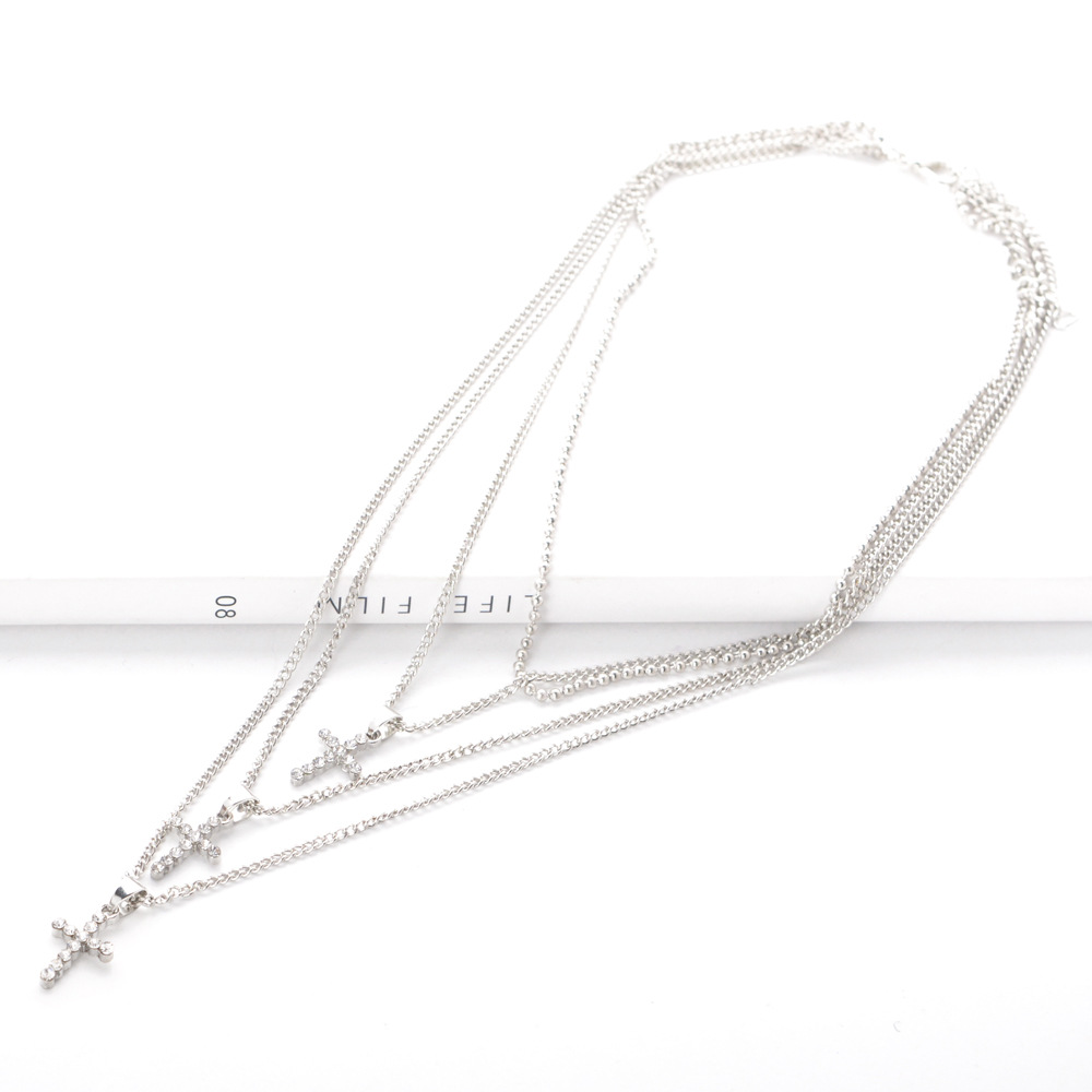 European and American Jewelry All-Match Fashion Multi-Layer Cross Necklace Popular All-Matching Harajuku Choker Necklace
