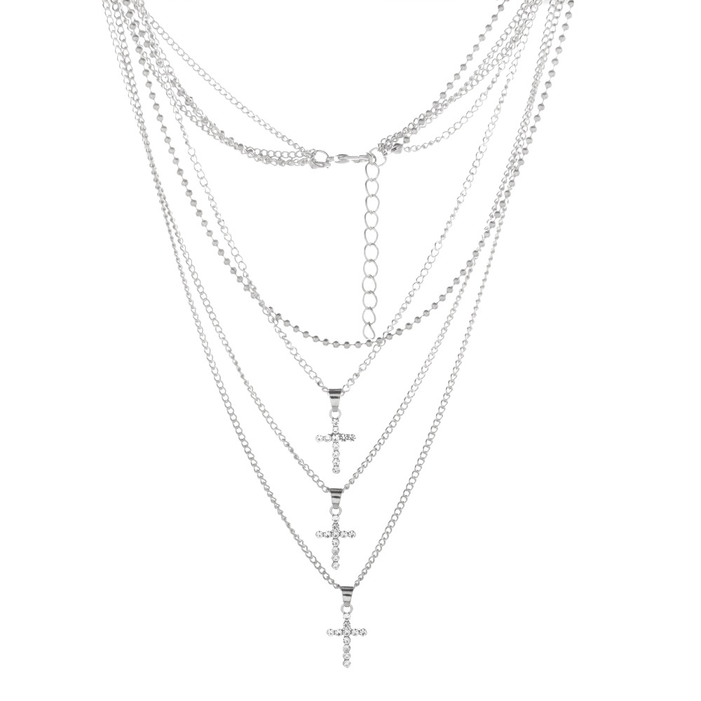 European and American Jewelry All-Match Fashion Multi-Layer Cross Necklace Popular All-Matching Harajuku Choker Necklace