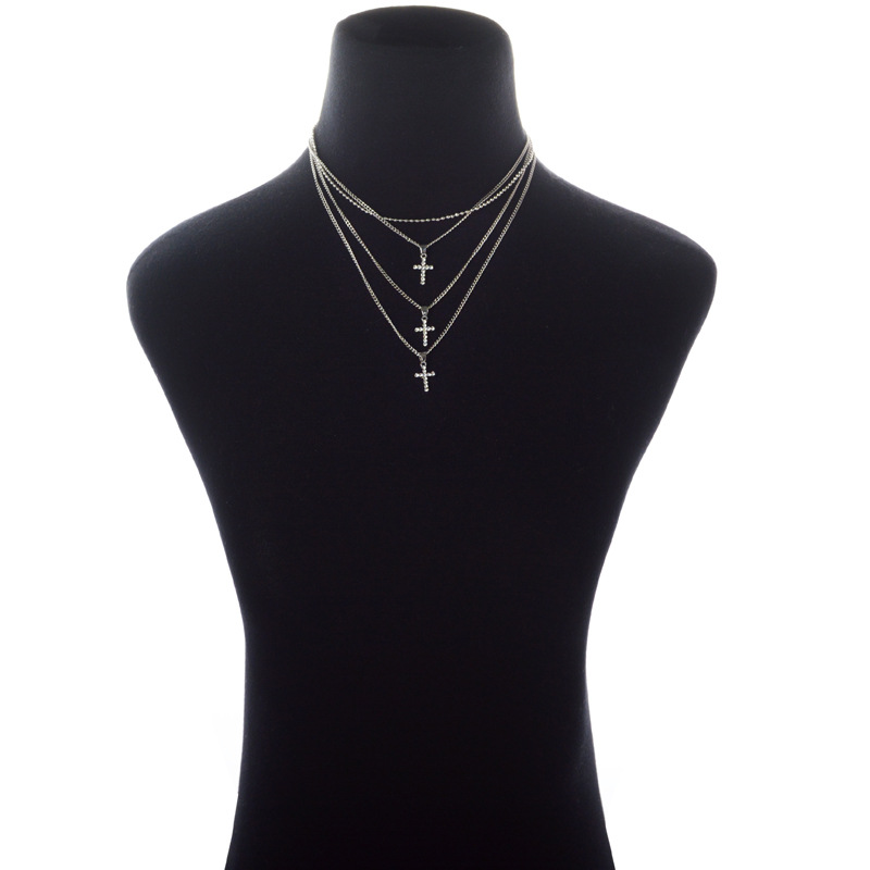 European and American Jewelry All-Match Fashion Multi-Layer Cross Necklace Popular All-Matching Harajuku Choker Necklace