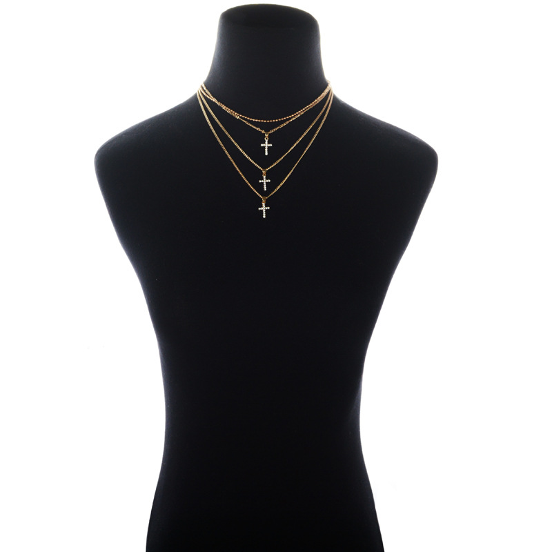 European and American Jewelry All-Match Fashion Multi-Layer Cross Necklace Popular All-Matching Harajuku Choker Necklace