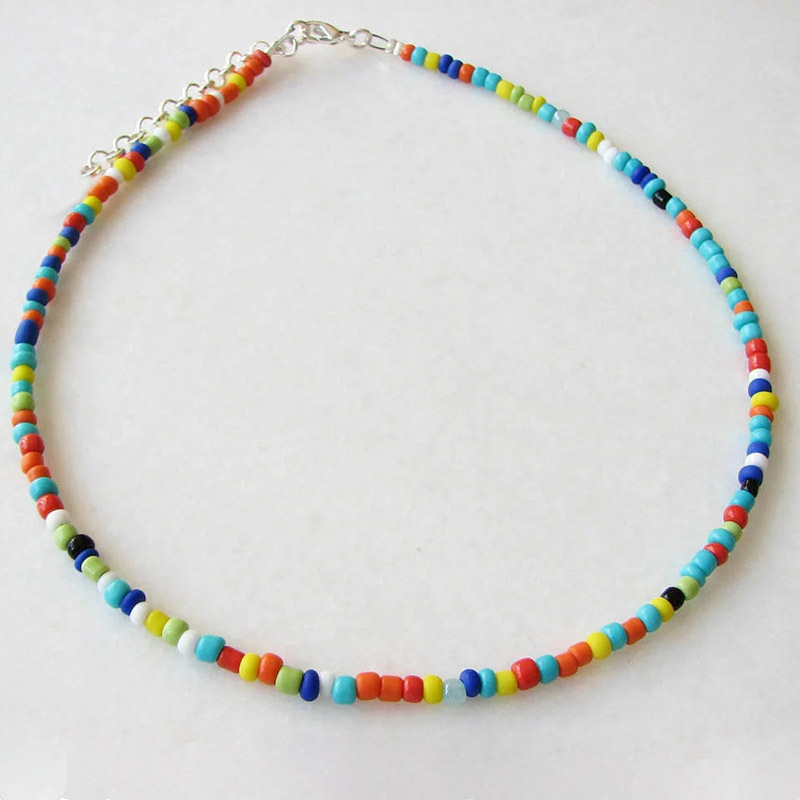 European and American New Necklace Bohemian Short Necklace Choker Amazon Combination Color Bead Necklace