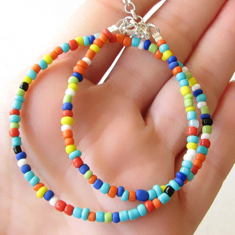 European and American New Necklace Bohemian Short Necklace Choker Amazon Combination Color Bead Necklace