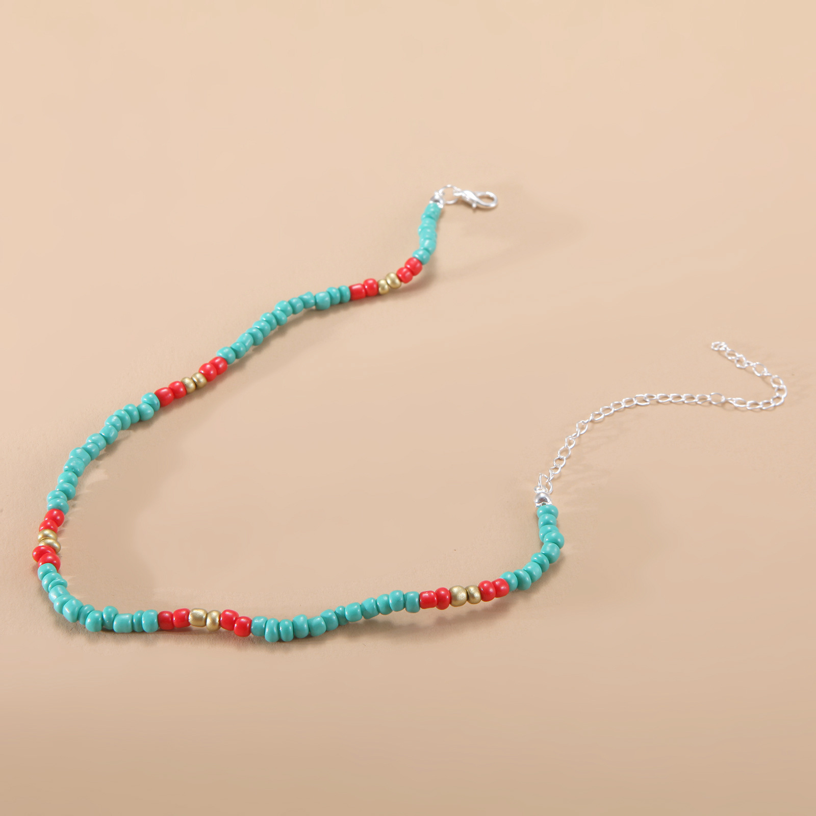 European and American New Necklace Bohemian Short Necklace Choker Amazon Combination Color Bead Necklace