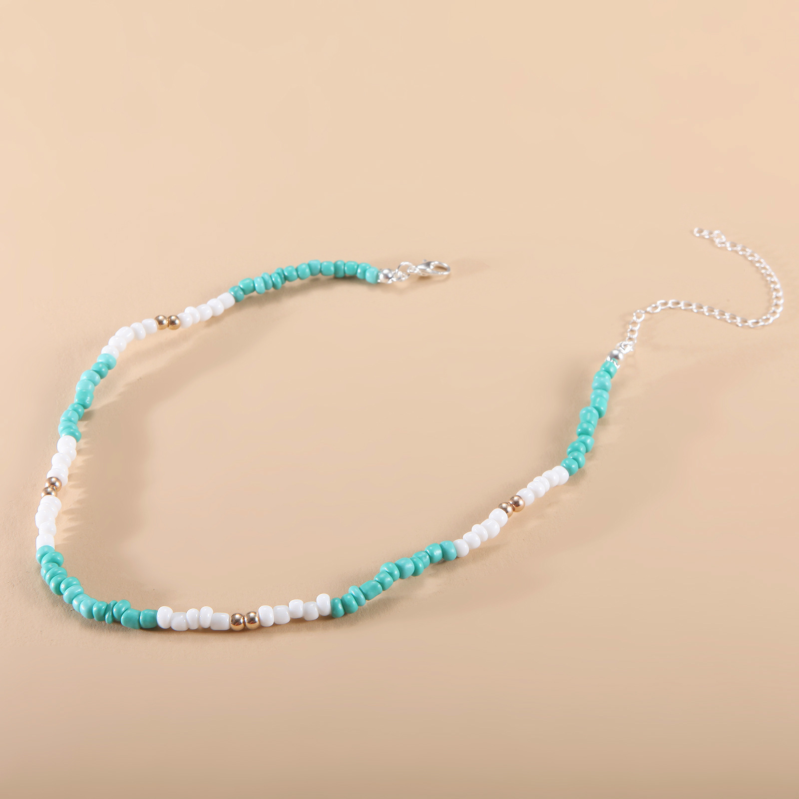 European and American New Necklace Bohemian Short Necklace Choker Amazon Combination Color Bead Necklace