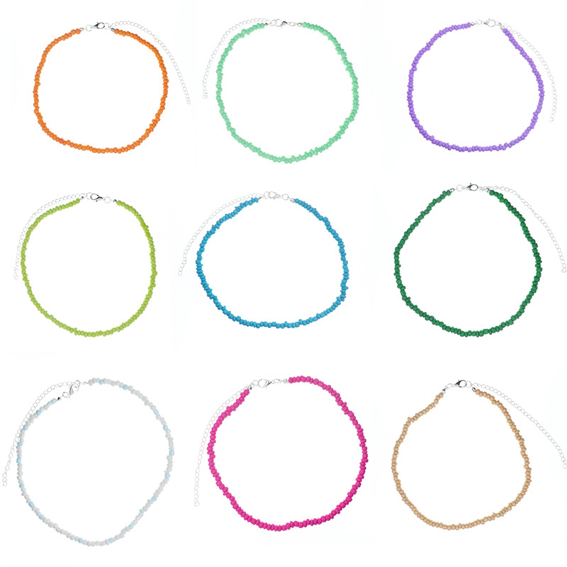 European and American New Necklace Bohemian Short Necklace Choker Amazon Combination Color Bead Necklace