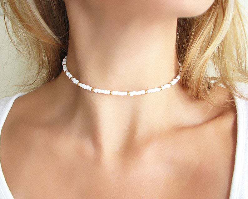 European and American New Necklace Bohemian Short Necklace Choker Amazon Combination Color Bead Necklace