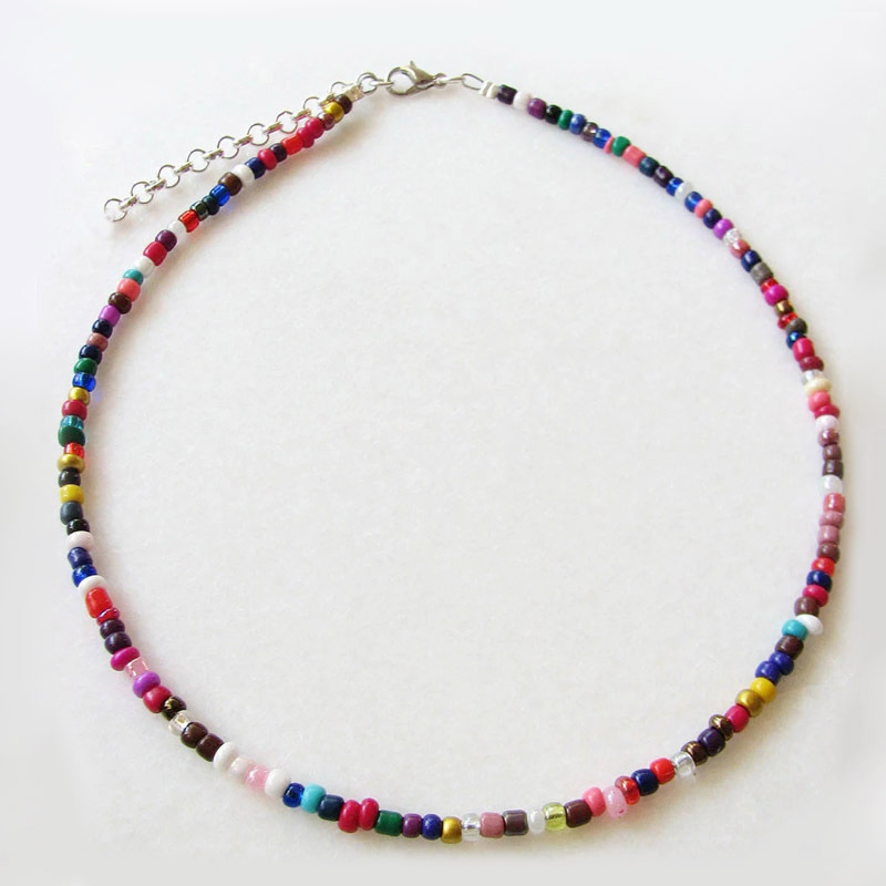 European and American New Necklace Bohemian Short Necklace Choker Amazon Combination Color Bead Necklace