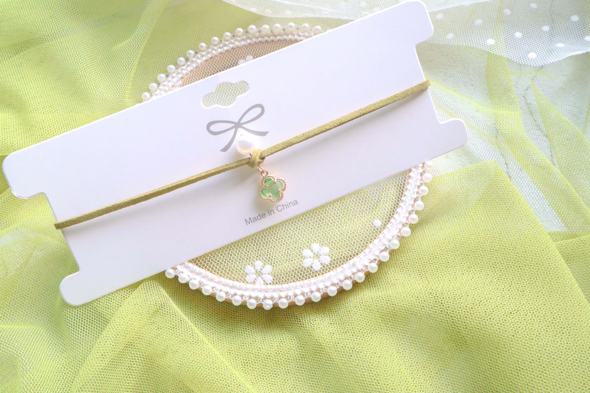 New Accessories Spring Color Super Fairy Mori Girl Crystal Green Leaf Pendant Choker Necklace Clavicle Chain Necklace