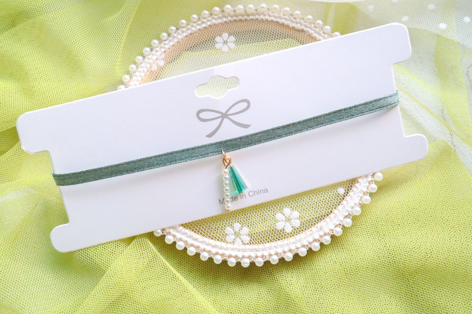 New Accessories Spring Color Super Fairy Mori Girl Crystal Green Leaf Pendant Choker Necklace Clavicle Chain Necklace