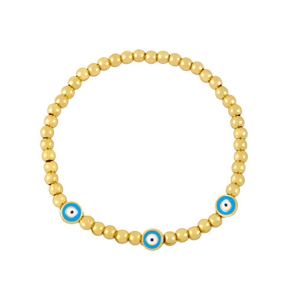 Cross-Border Amazon Hot Sale European and American New Personalized Golden Ball Bracelet Devil&#039;s Eye Elastic Bracelet Bre49