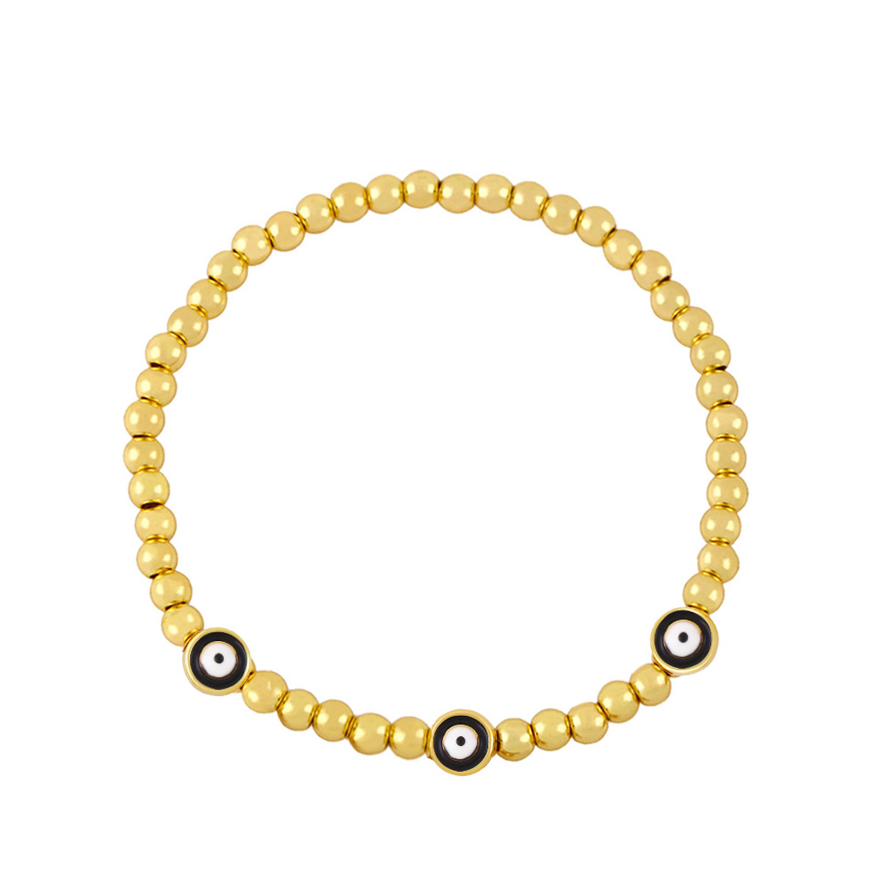 Cross-Border Amazon Hot Sale European and American New Personalized Golden Ball Bracelet Devil&#039;s Eye Elastic Bracelet Bre49