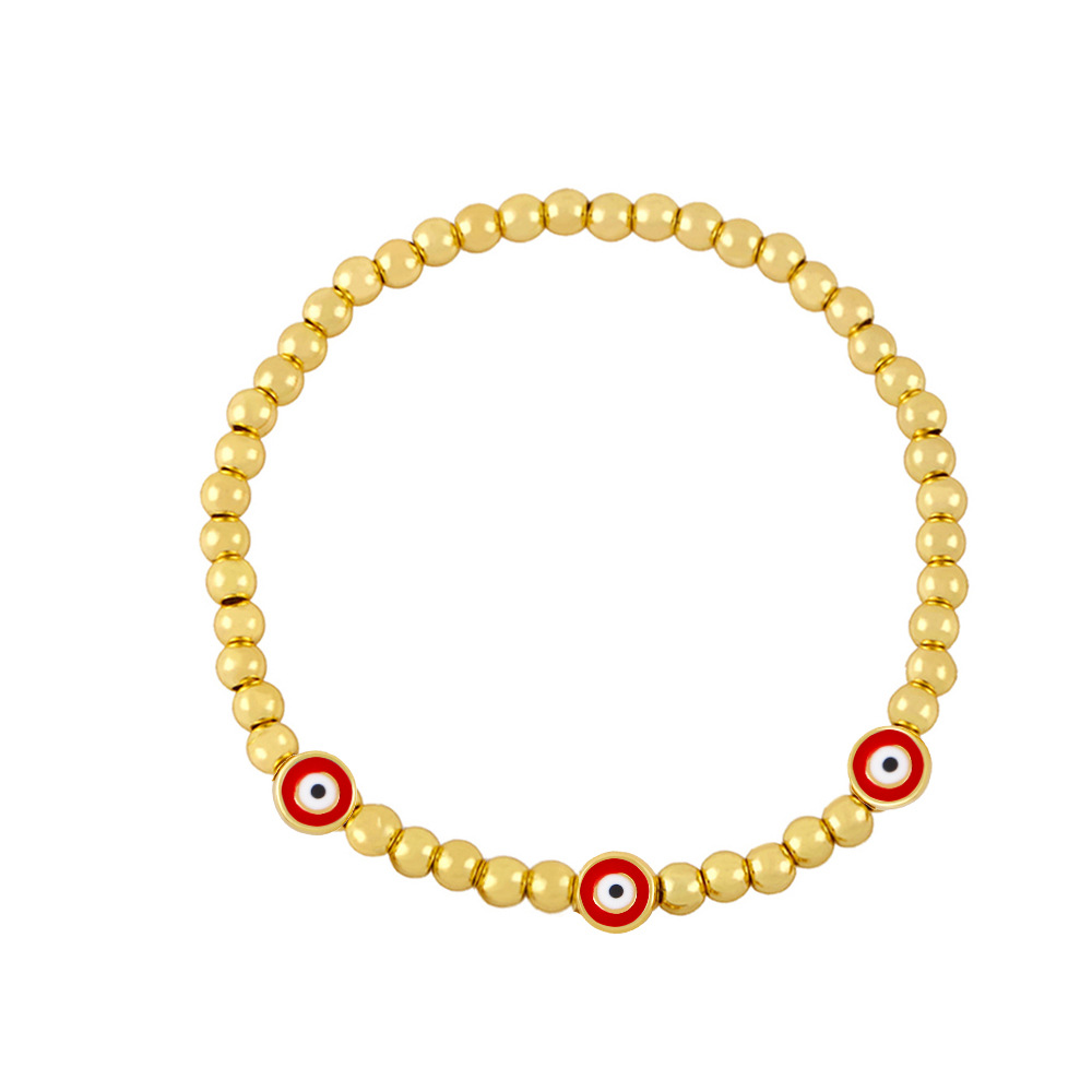 Cross-Border Amazon Hot Sale European and American New Personalized Golden Ball Bracelet Devil&#039;s Eye Elastic Bracelet Bre49