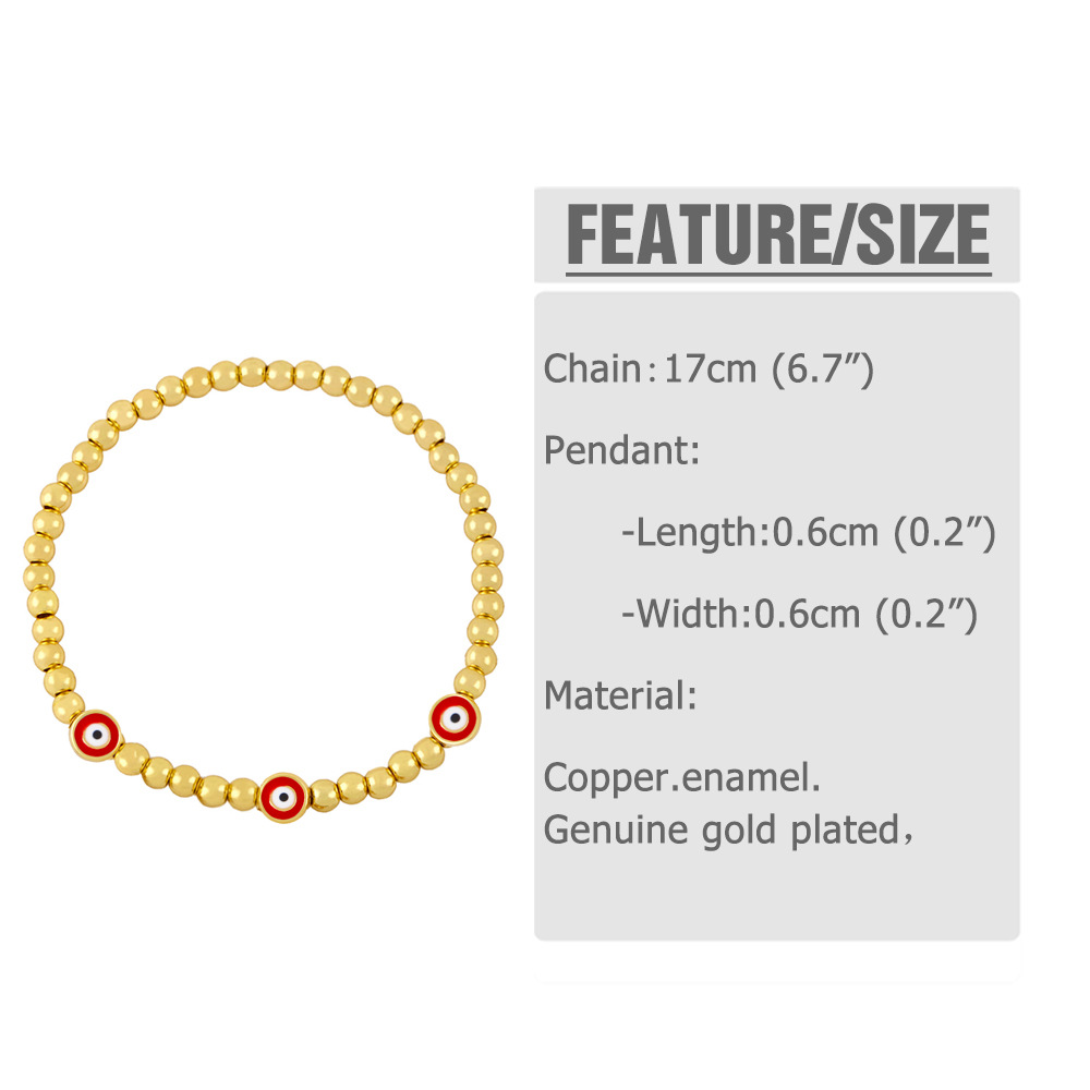 Cross-Border Amazon Hot Sale European and American New Personalized Golden Ball Bracelet Devil's Eye Elastic Bracelet Bre49