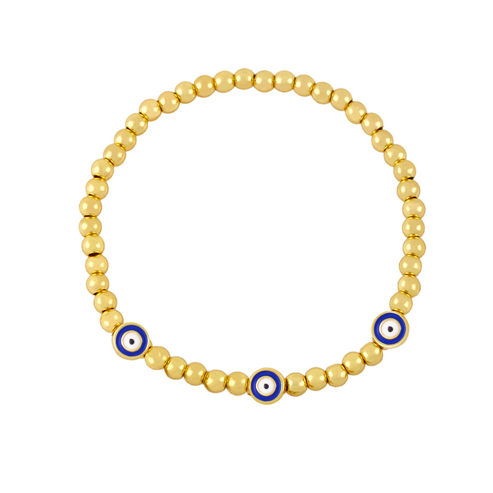 Cross-Border Amazon Hot Sale European and American New Personalized Golden Ball Bracelet Devil's Eye Elastic Bracelet Bre49