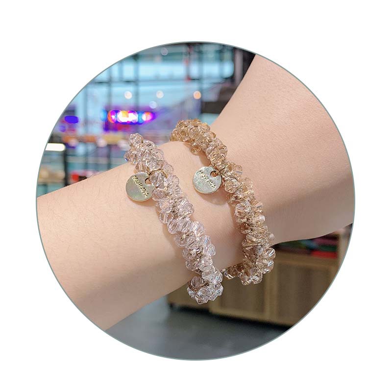 Crystal Head Rope Women&#039;s Korean-Style Hair Elastic Band Harmless Hair Elastic Pearl Hair Rope Bracelet Dual-Use