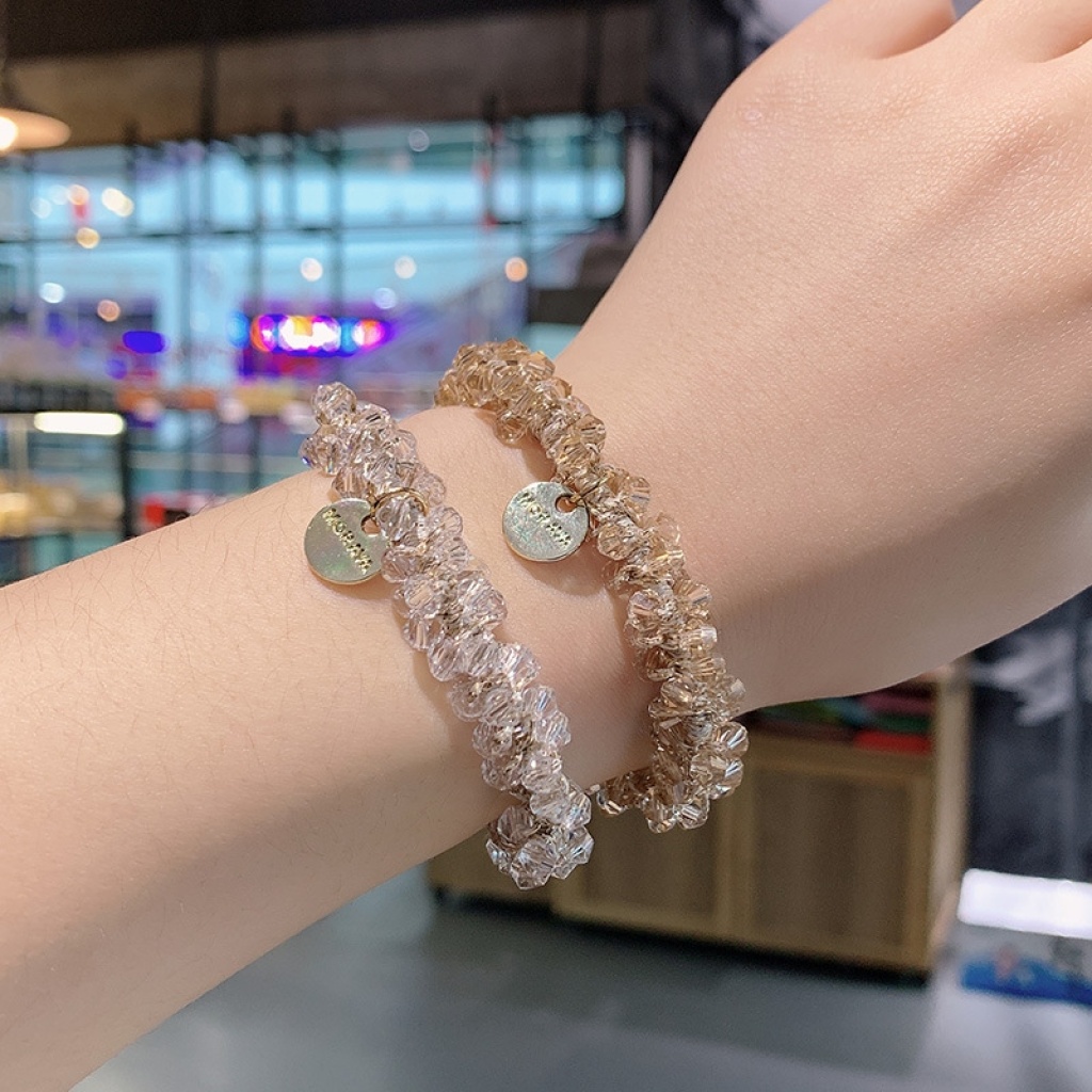 Crystal Head Rope Women's Korean-Style Hair Elastic Band Harmless Hair Elastic Pearl Hair Rope Bracelet Dual-Use Crystal Head Rope Women's Korean-Style Hair Elastic Band Harmless Hair Elastic Pearl Hair Rope Bracelet Dual-Use