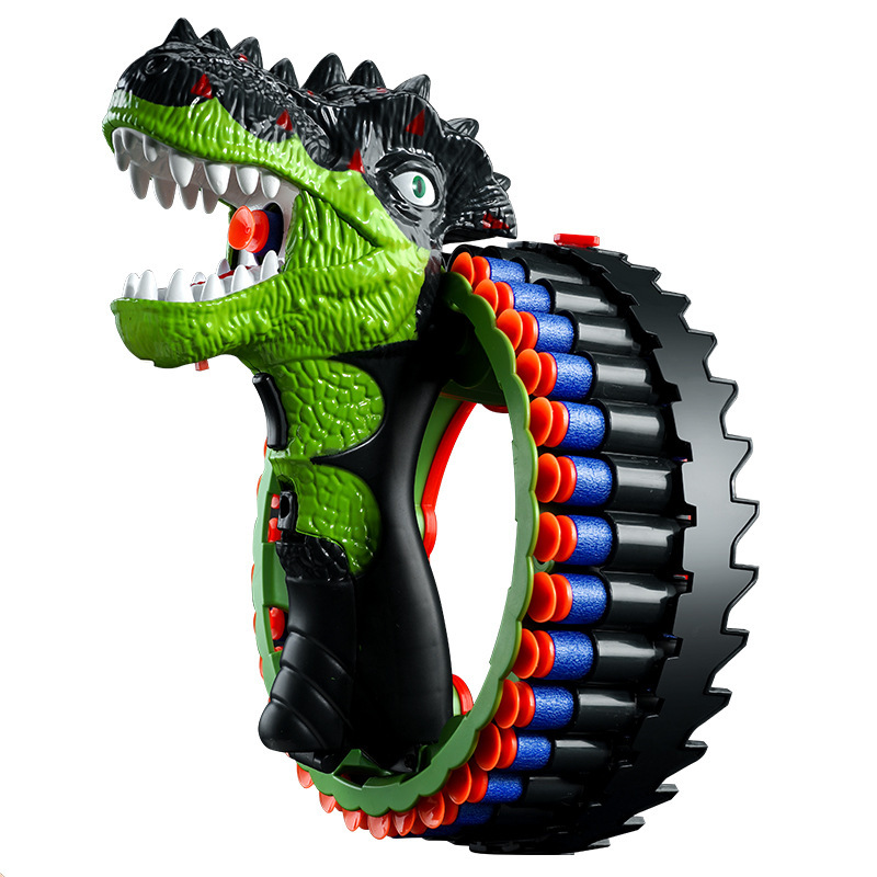Dinosaur Bracelet Electric Continuous Hair Soft Elastic Large Capacity Shooting Children Soft Elastic Toy Gun Boys and Girls Eating Chicken Battle