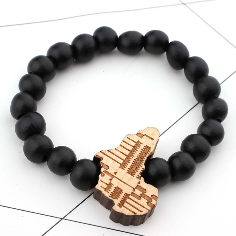 Wooden Bead Bracelet Africa Map Bracelet Wooden Tag Elastic Wire Bracelet Wooden Bead Bracelet Africa Map Bracelet Wooden Tag Elastic Wire Bracelet