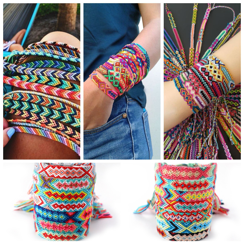 Popular Bracelet Nepal Ethnic Style 1.5cm Geometric Elastic Carrying Strap Women's Hand-Woven Bracelet Popular Bracelet Nepal Ethnic Style 1.5cm Geometric Elastic Carrying Strap Women's Hand-Woven Bracelet