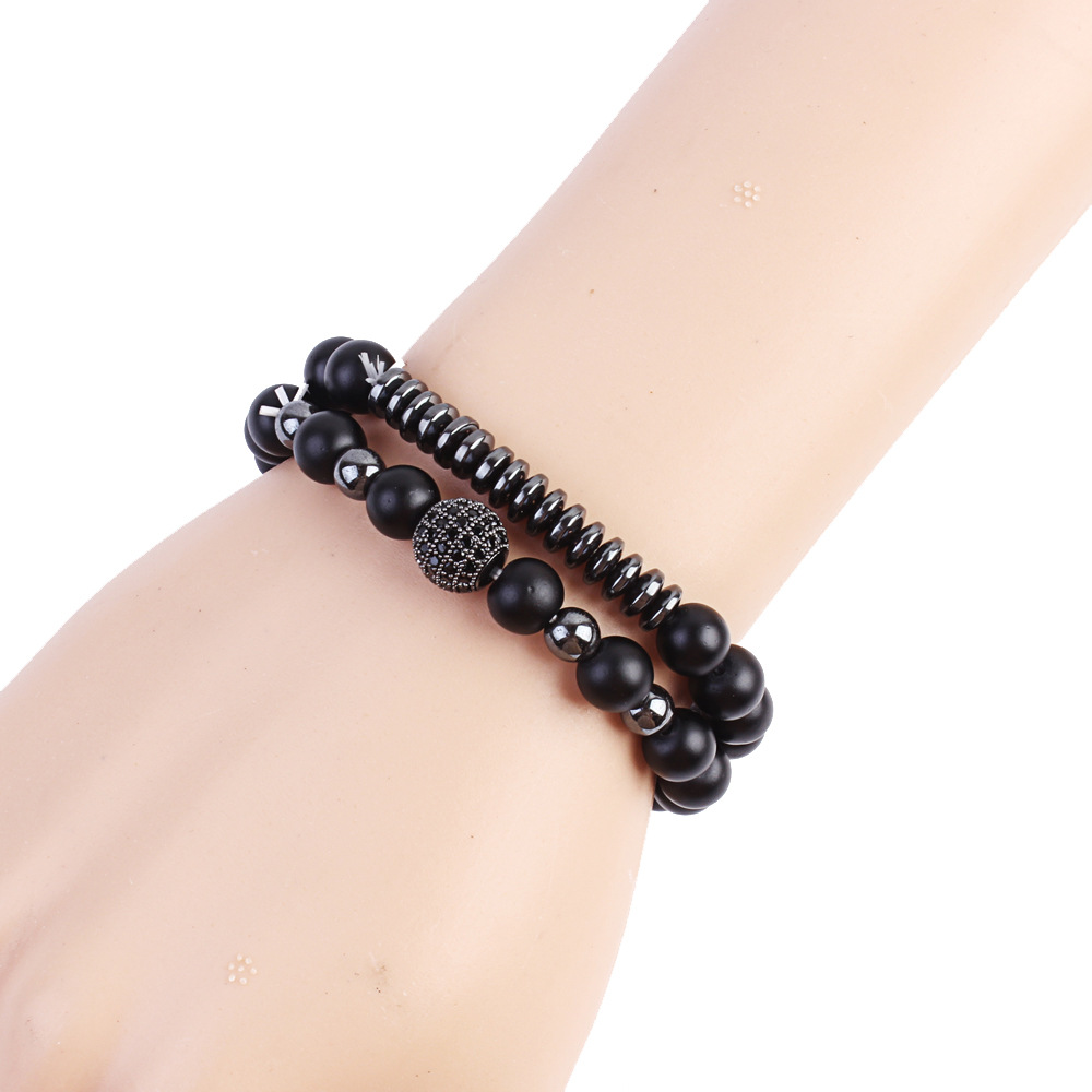 European and American fashion jewelry natural stone set bracelet micro-zircon elastic bracelet hot copper jewelry.